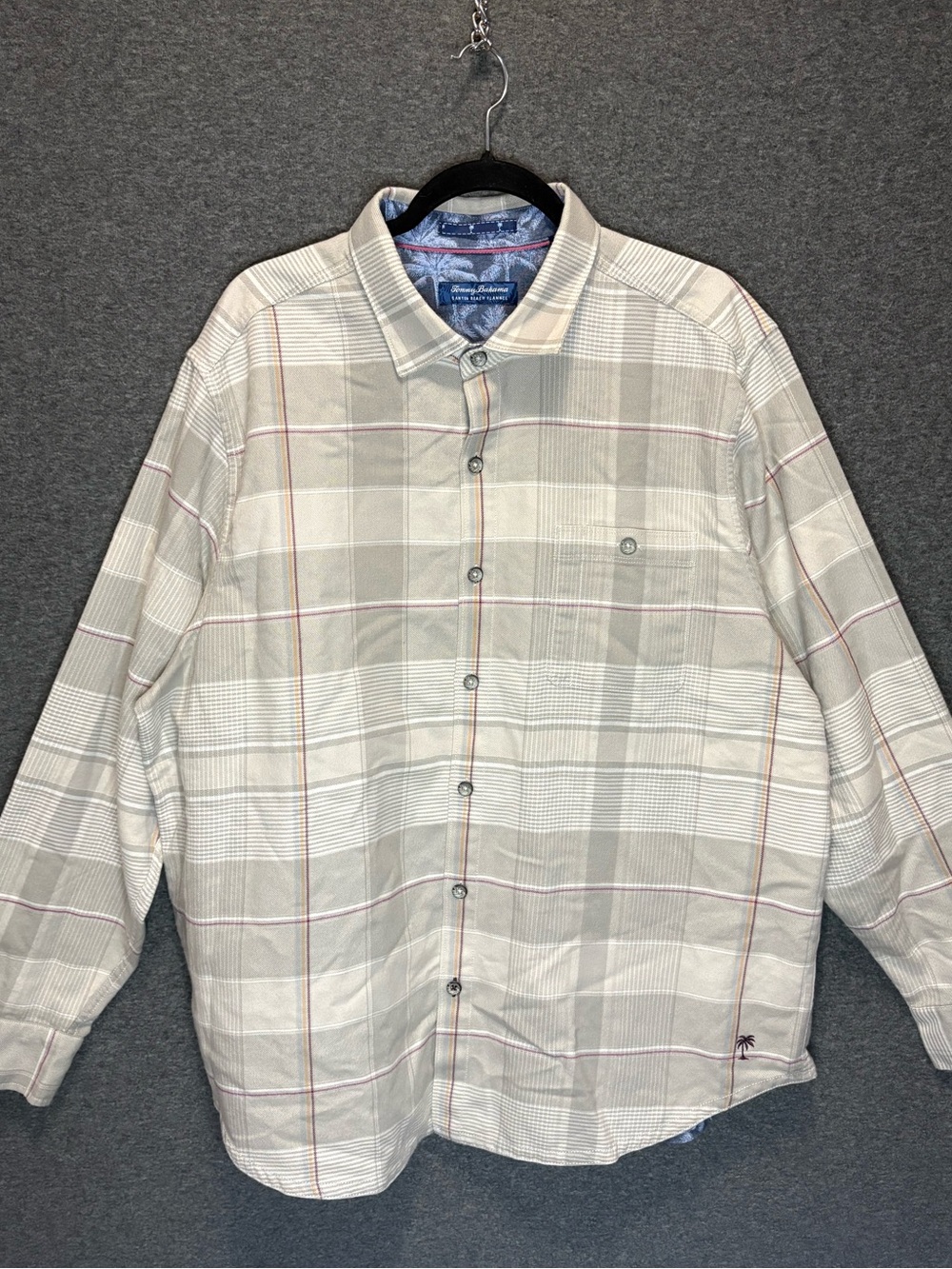 ✨ TOMMY BAHAMA Canyon Beach Flannel Plaid Button Up Shirt XL Stretch Tencel